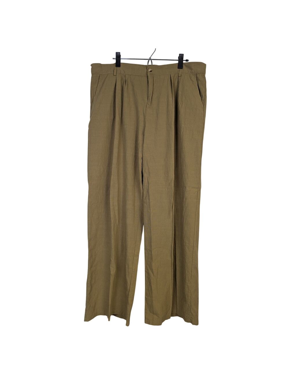 Coofandy Ultra High Rise Linen Blend Pants Camel Lightweight Wide Leg Breezy XL